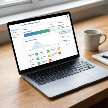 Dashboard showing student assessment tracking software