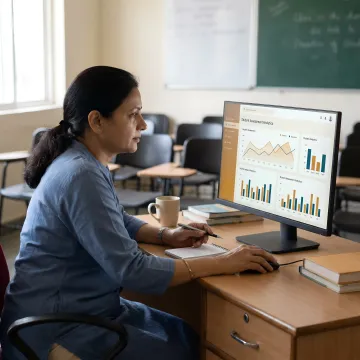Teacher reviewing student progress analytics