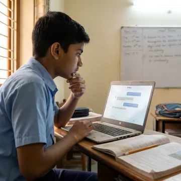 Student using live chat online tutoring platform