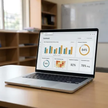 AI-powered school dashboard showing academic insights