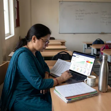 Teacher using student growth dashboard