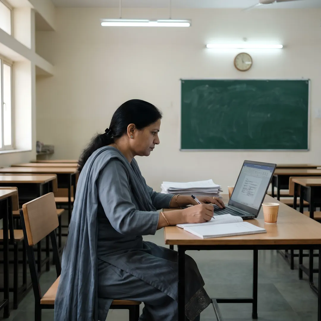 Teacher using AI question paper generator