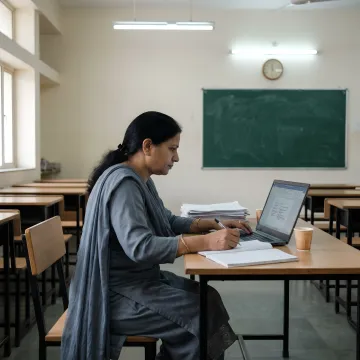 Teacher using AI question paper generator