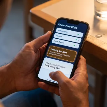 SchoolAi Parent App showing daily learning insights and dinner-table question