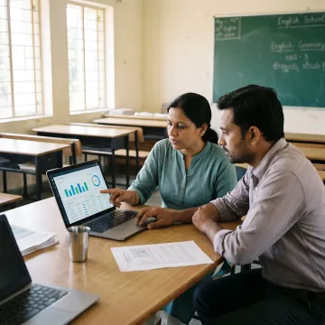 School leaders reviewing smart classroom platform