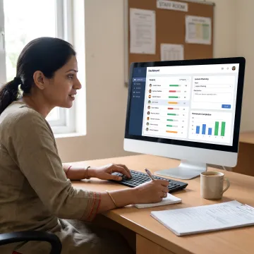 Teachers and school leaders using academic dashboards