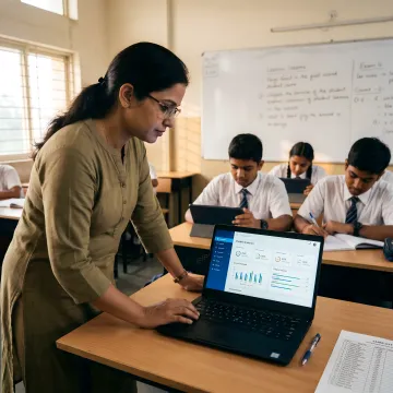 Teachers and students using an AI learning platform