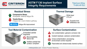 Surgical implant surface integrity requirements subsurface stress thermal damage contamination factors