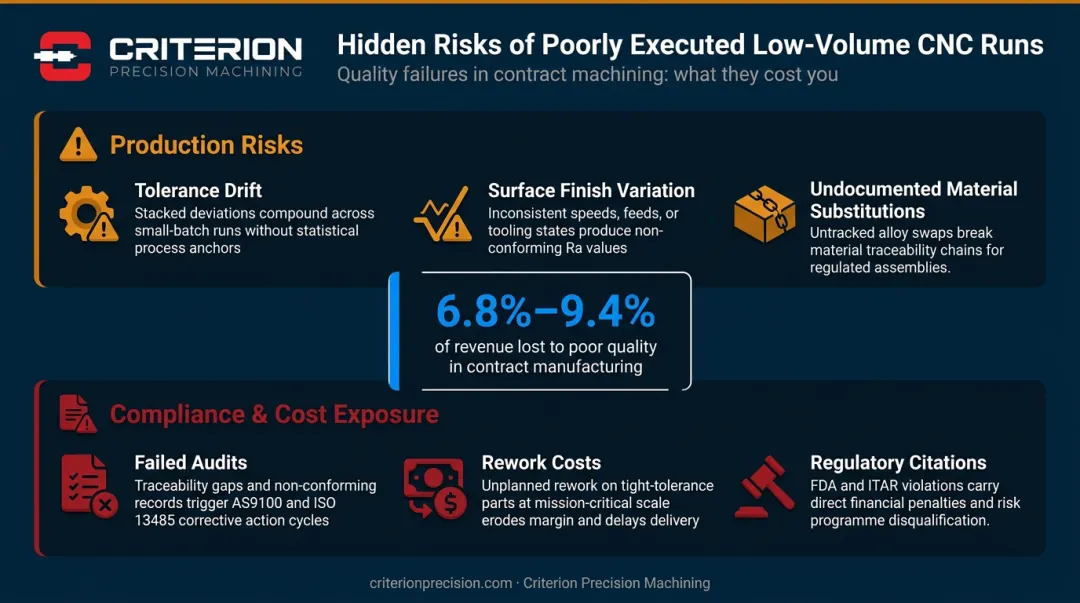Cost and compliance risks of poor low volume CNC machining execution in regulated industries