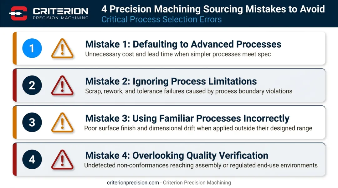 Four common precision machining process selection mistakes to avoid in sourcing