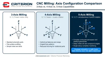 3-axis 4-axis and 5-axis CNC milling configuration comparison with best use cases