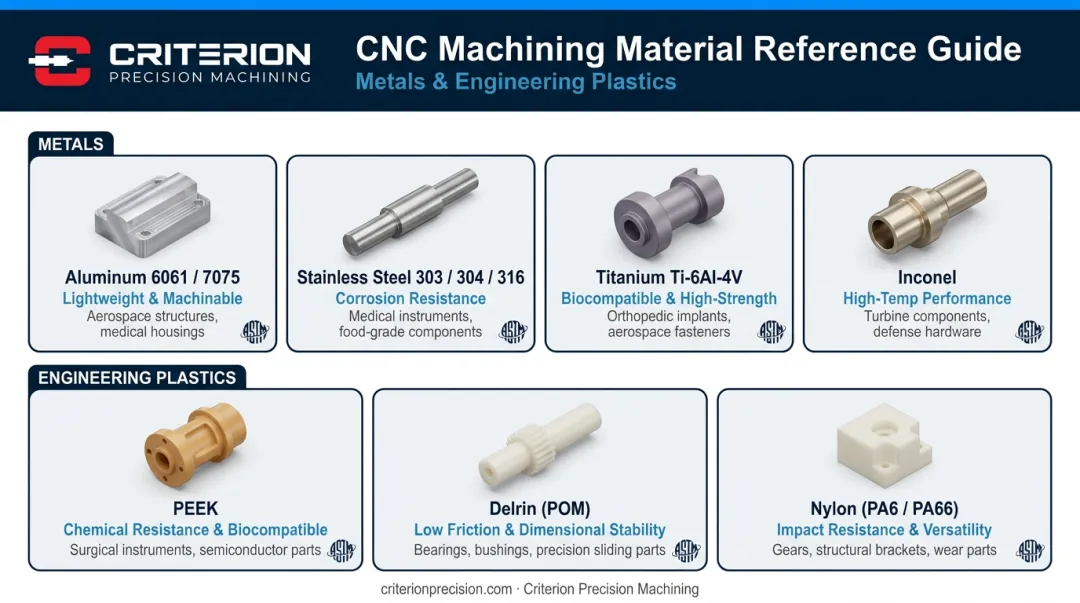 Precision CNC milling material selection guide metals and engineering plastics comparison