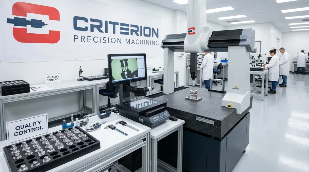 Precision CMM inspection equipment measuring Swiss-turned medical components in quality lab
