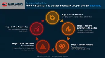 304 stainless steel work hardening cycle five-step self-reinforcing loop diagram