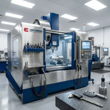 Precision aircraft engine components being machined in FAA-certified facility