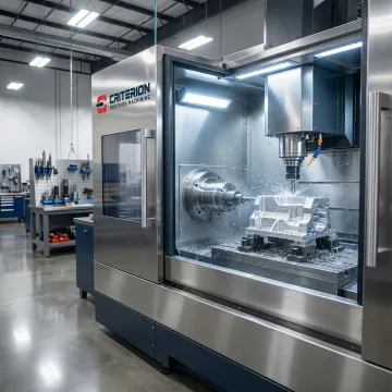Advanced CNC machining center producing precision components