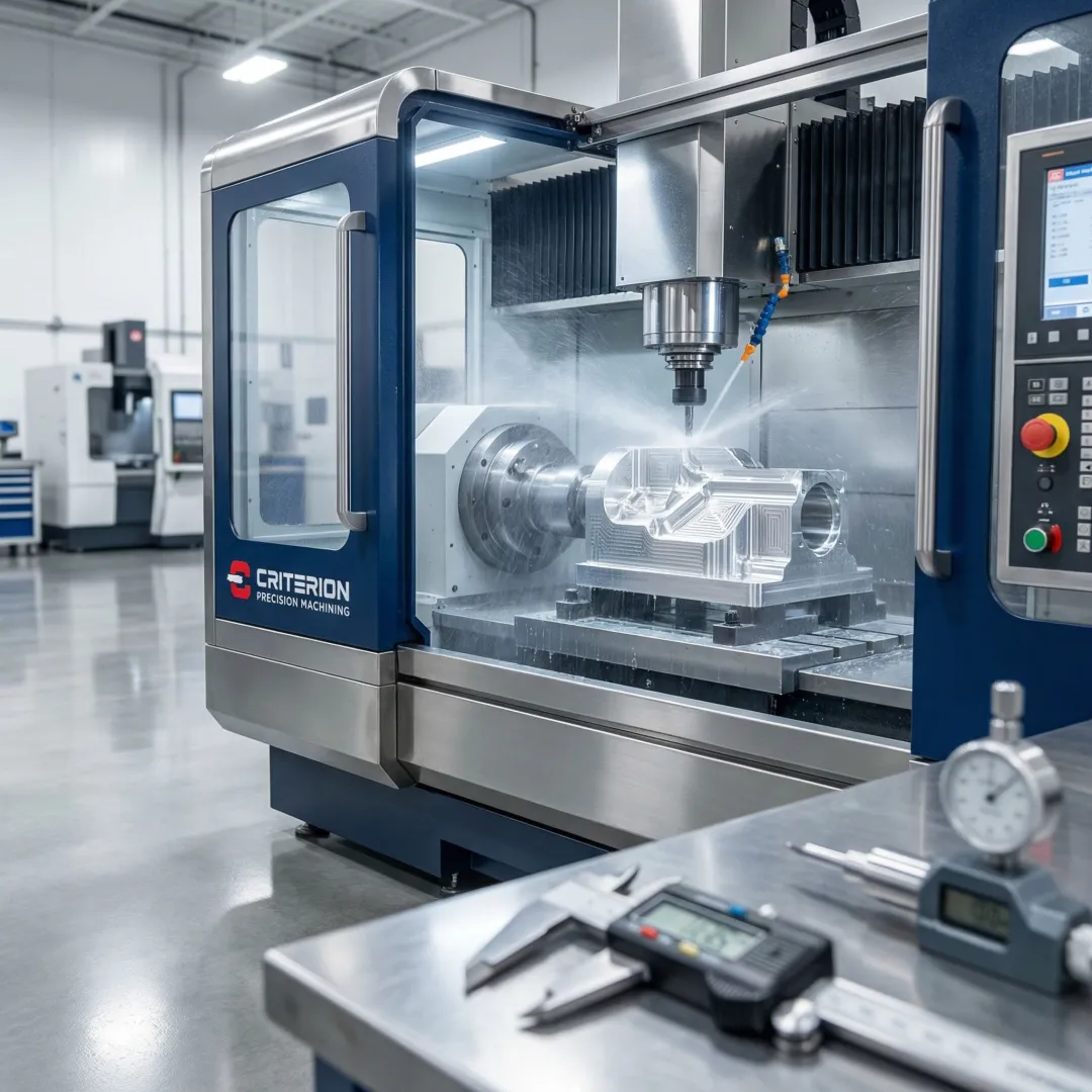 Aerospace machining process with CNC equipment and quality inspection