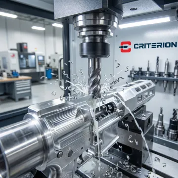 Precision CNC machining of a firearms component in a professional machine shop