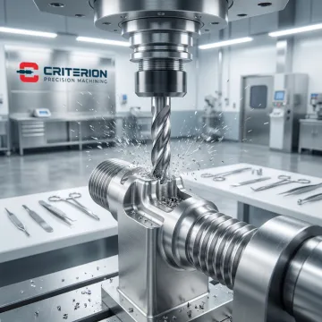 CNC machining of biocompatible titanium medical device component in a precision machine shop