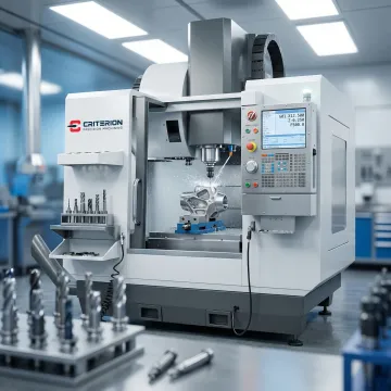 Precision CNC machining of a complex metal component in a professional machine shop