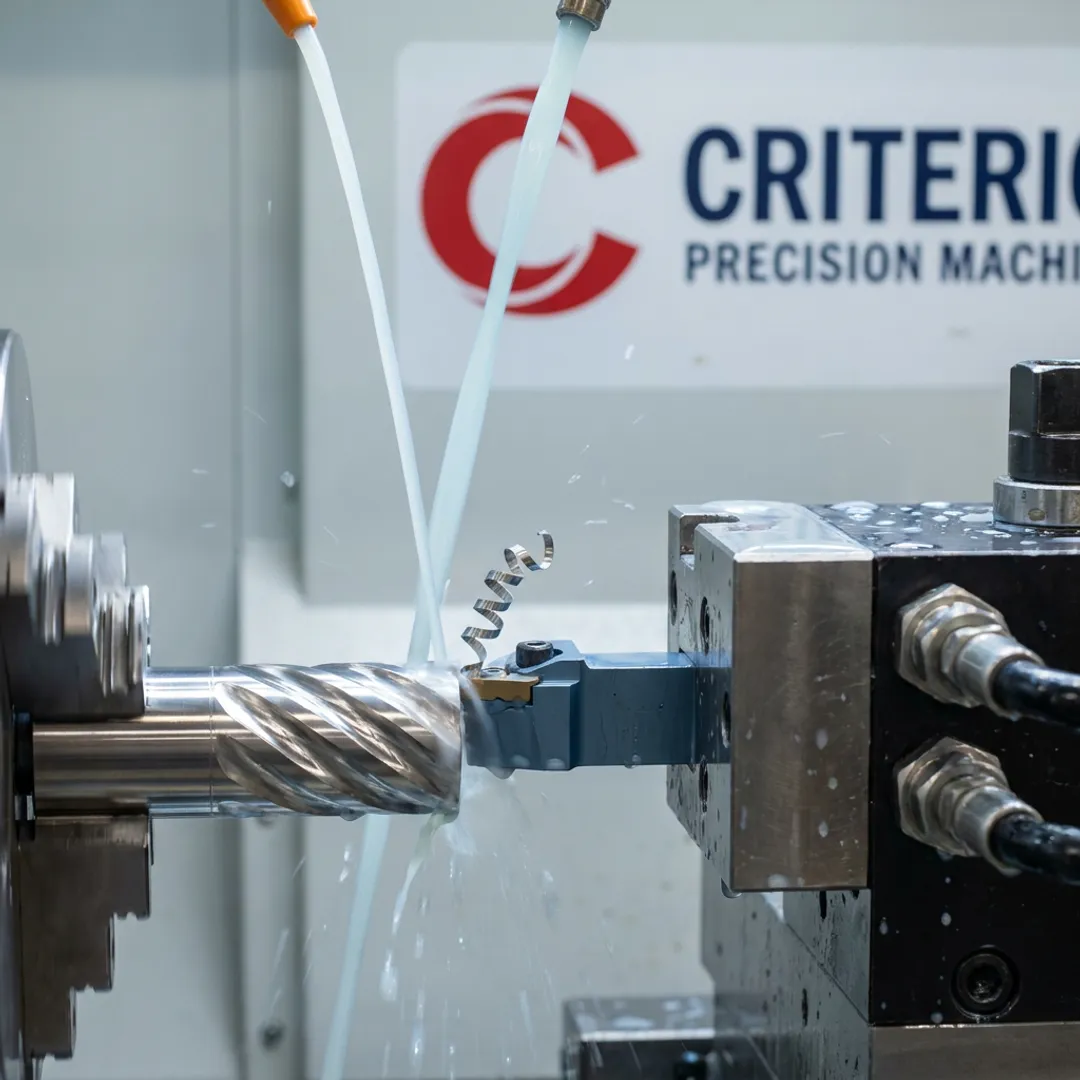 CNC lathe machining a precision metal component