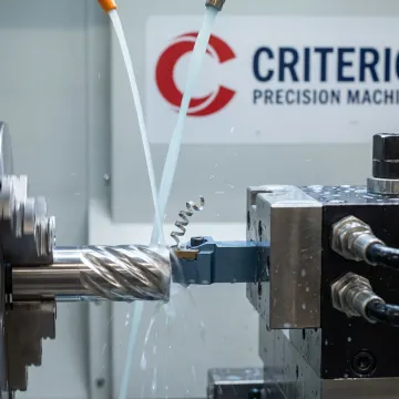 CNC lathe machining a precision metal component