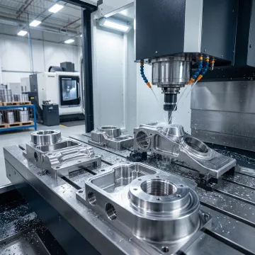 Aerospace CNC machining precision parts being manufactured in a modern facility