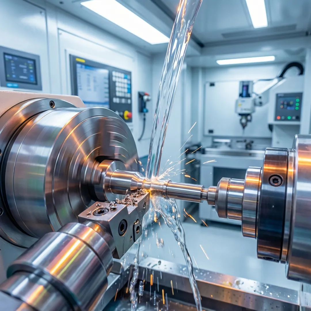 CNC Swiss turning machine producing precision bone screws from titanium bar stock