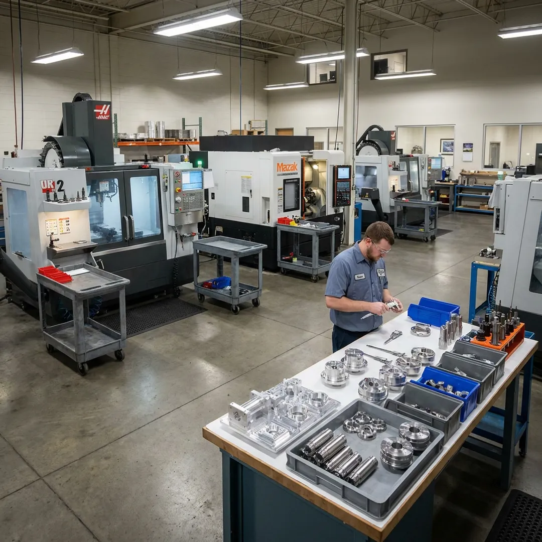 Precision CNC machining equipment in operation