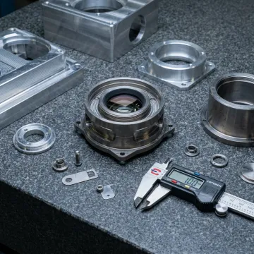 Aerospace optical components on inspection table