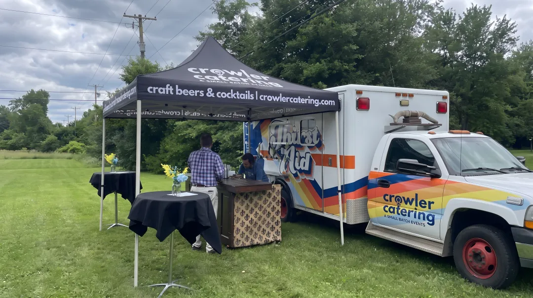 Crowler Catering Thirst Aid mobile bar ambulance serving craft cocktails at outdoor event