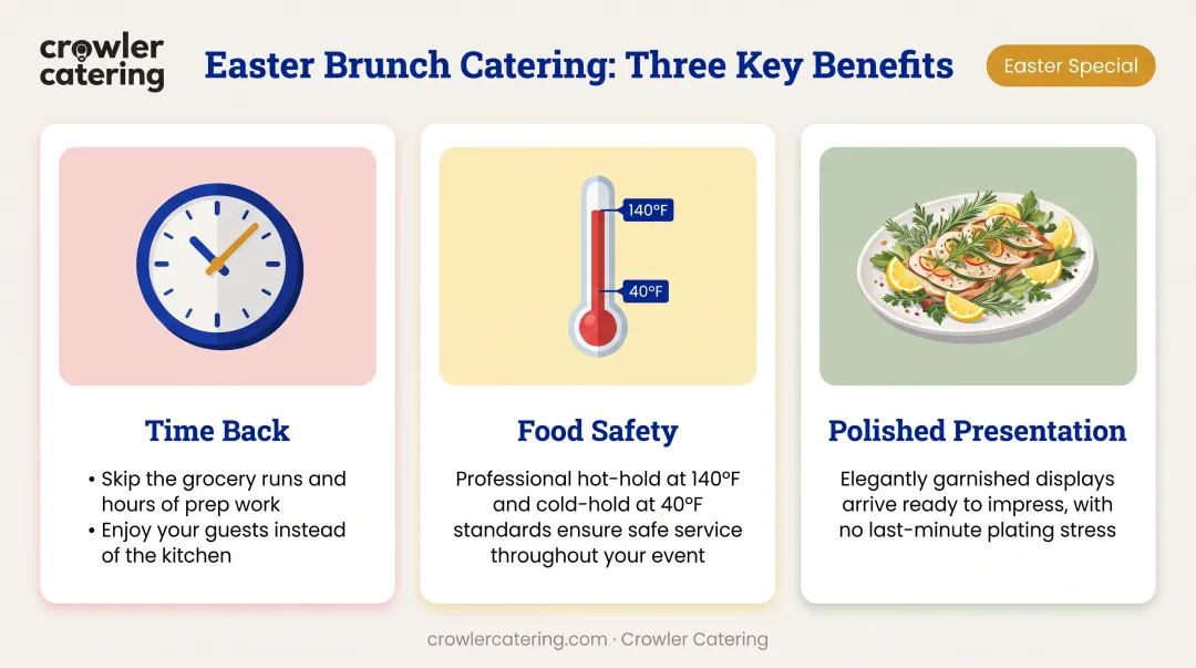 Three key benefits of Easter brunch catering with time savings food safety and presentation quality