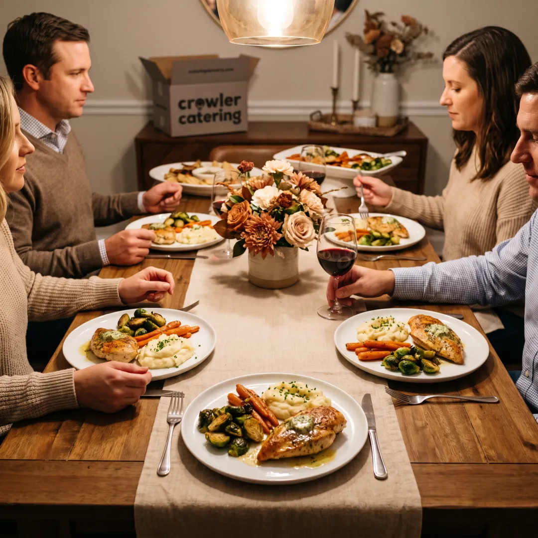 Elegant catered dinner party table
