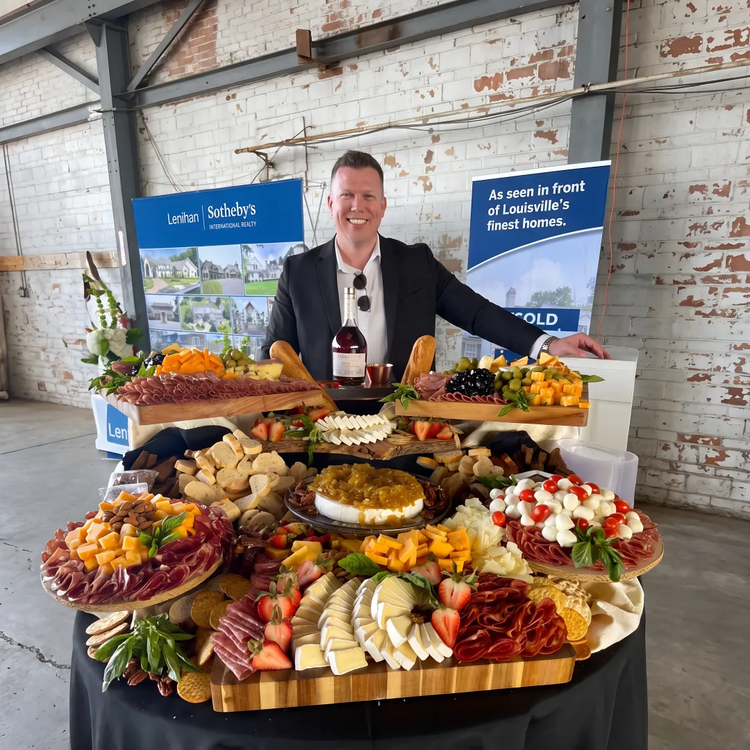 Caterer arranging a custom charcuterie display