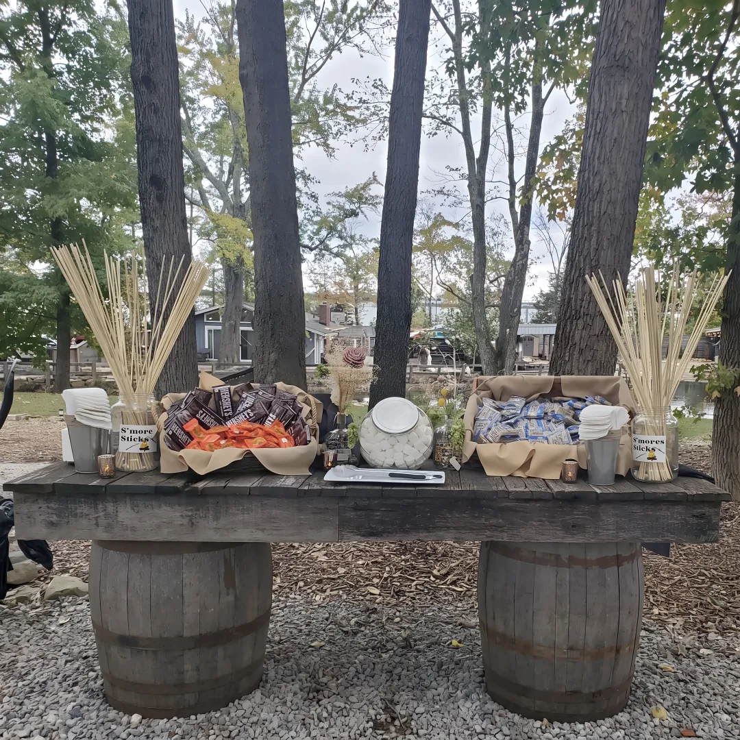 Wedding guests enjoying a barbecue buffet