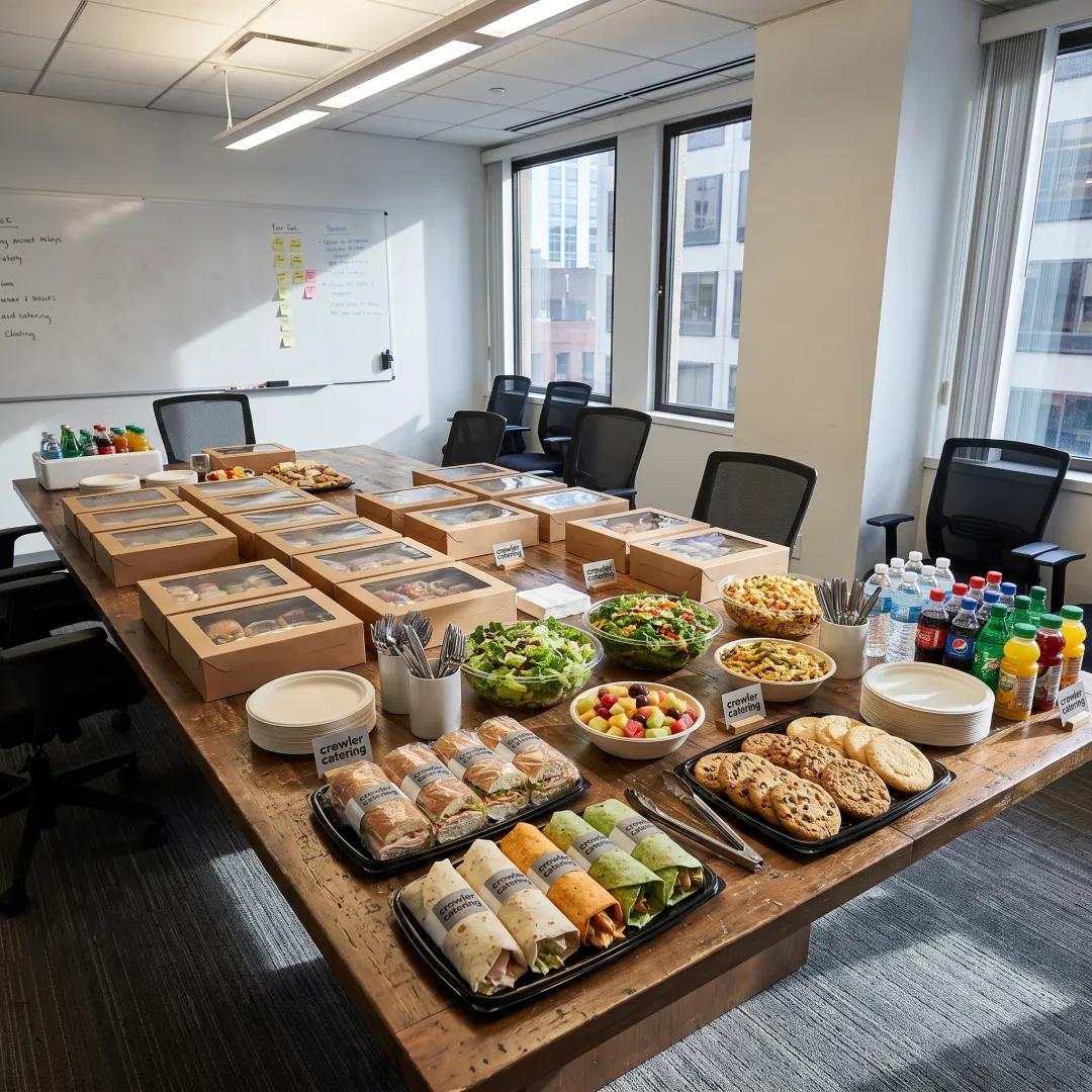 Catered sandwiches and salads for an office lunch