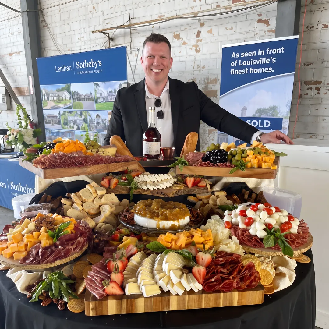 Guests enjoying catered food and drinks