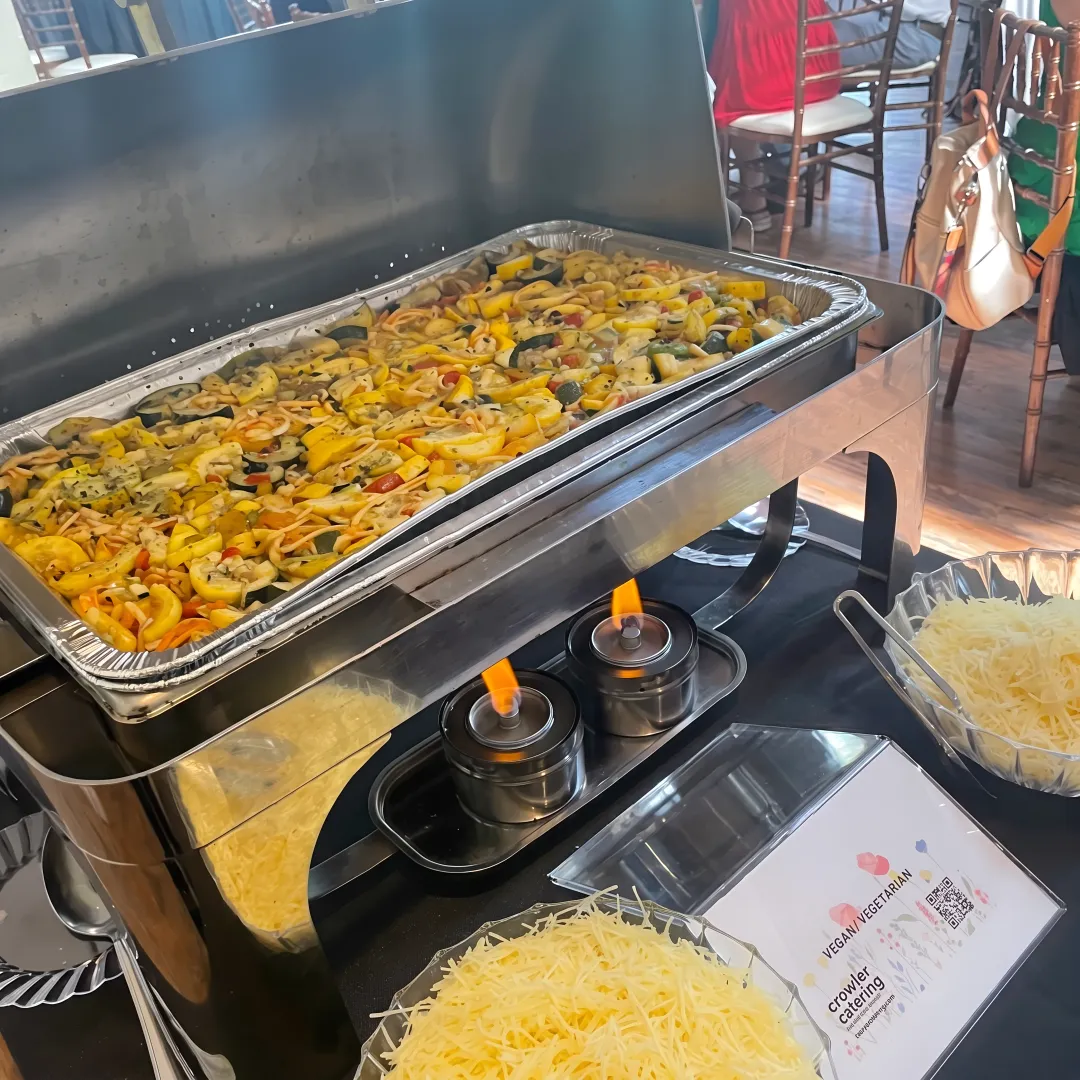 Guests enjoying a catered buffet at an event