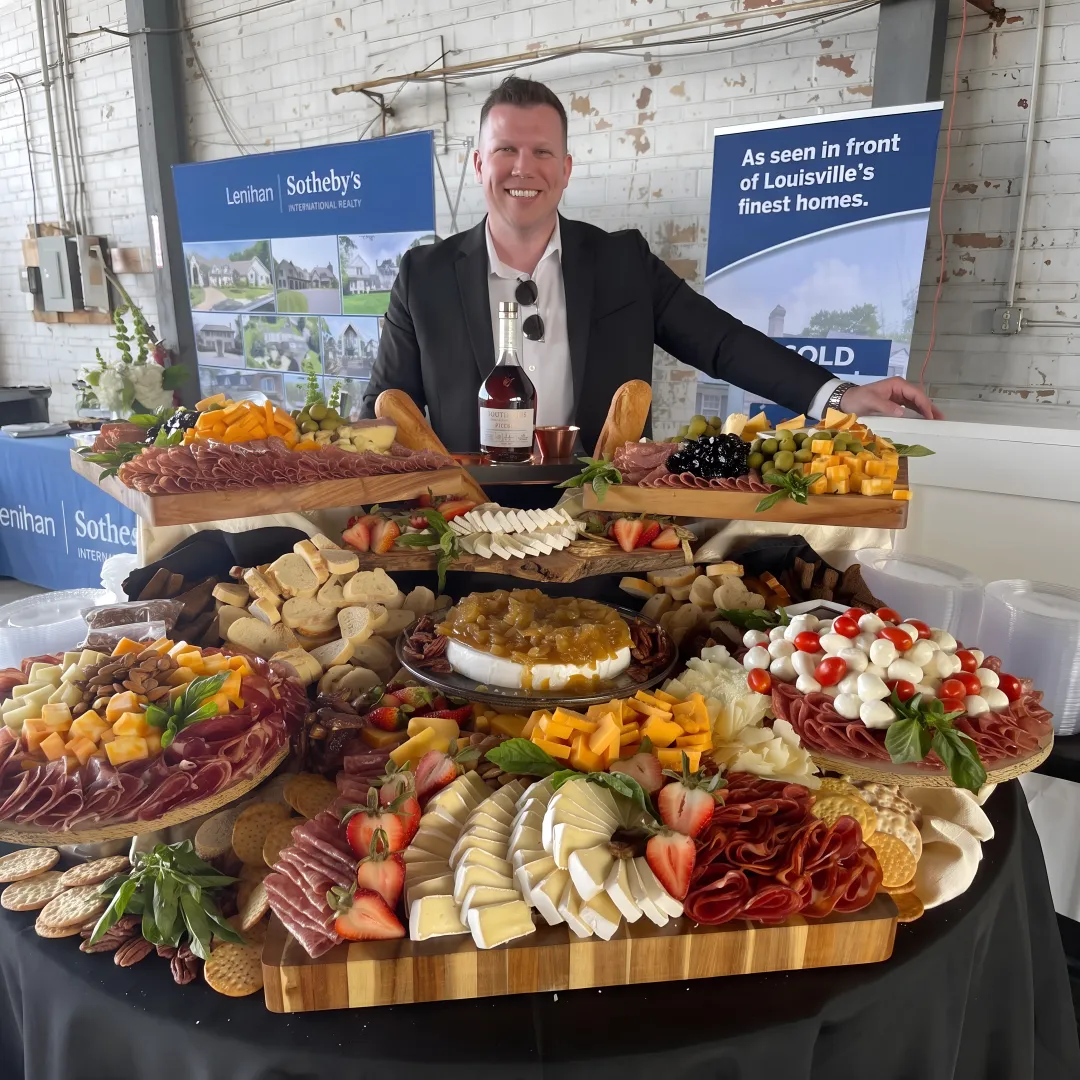 Catered birthday party food spread