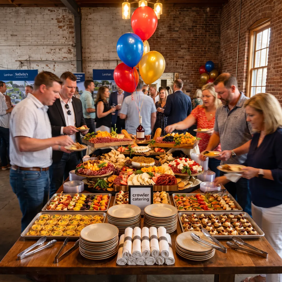 Birthday party buffet with catered food