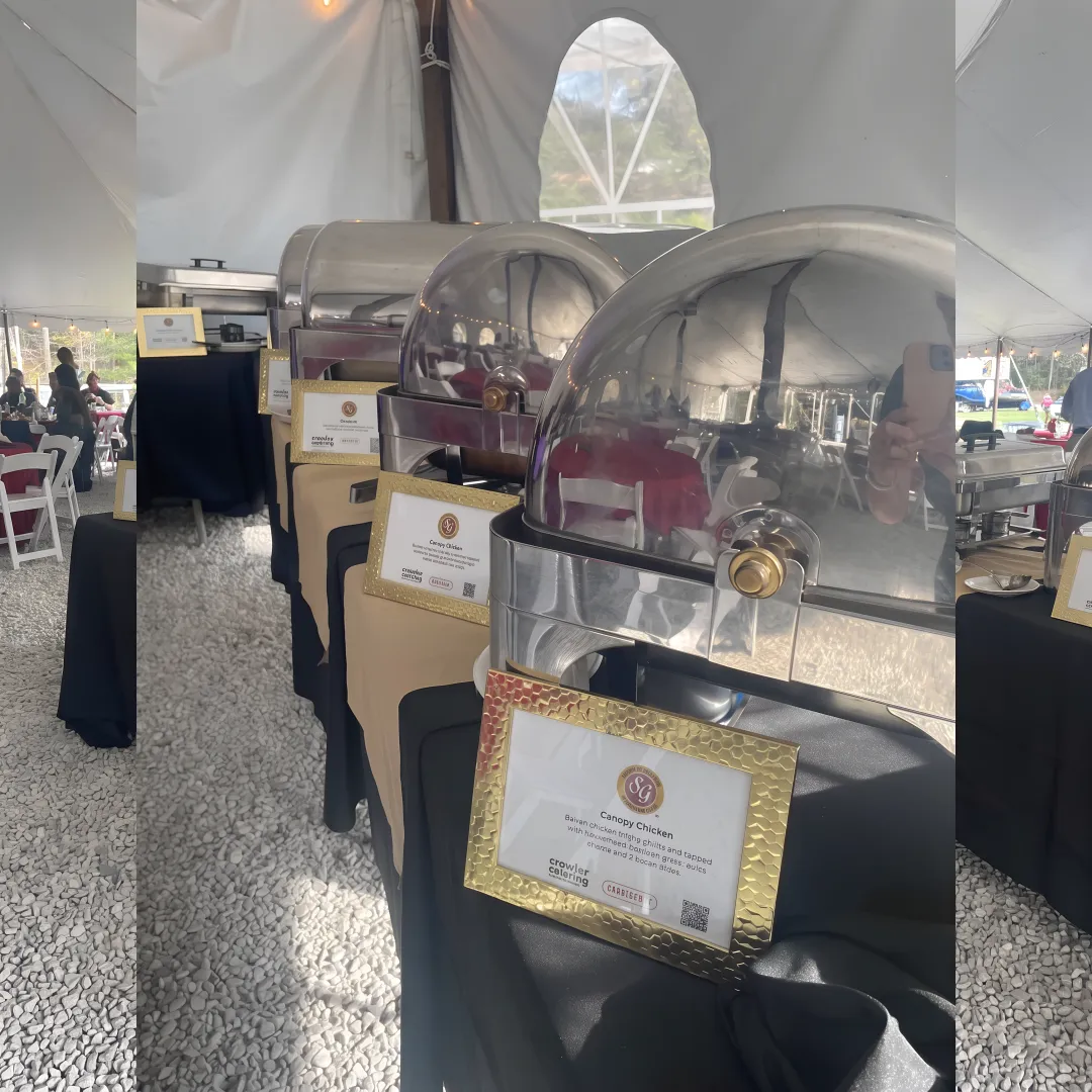 Professionally catered buffet table at an event