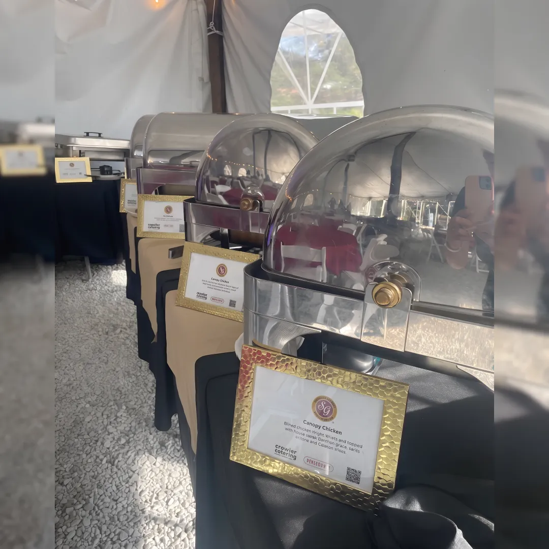 Caterer arranging a holiday buffet