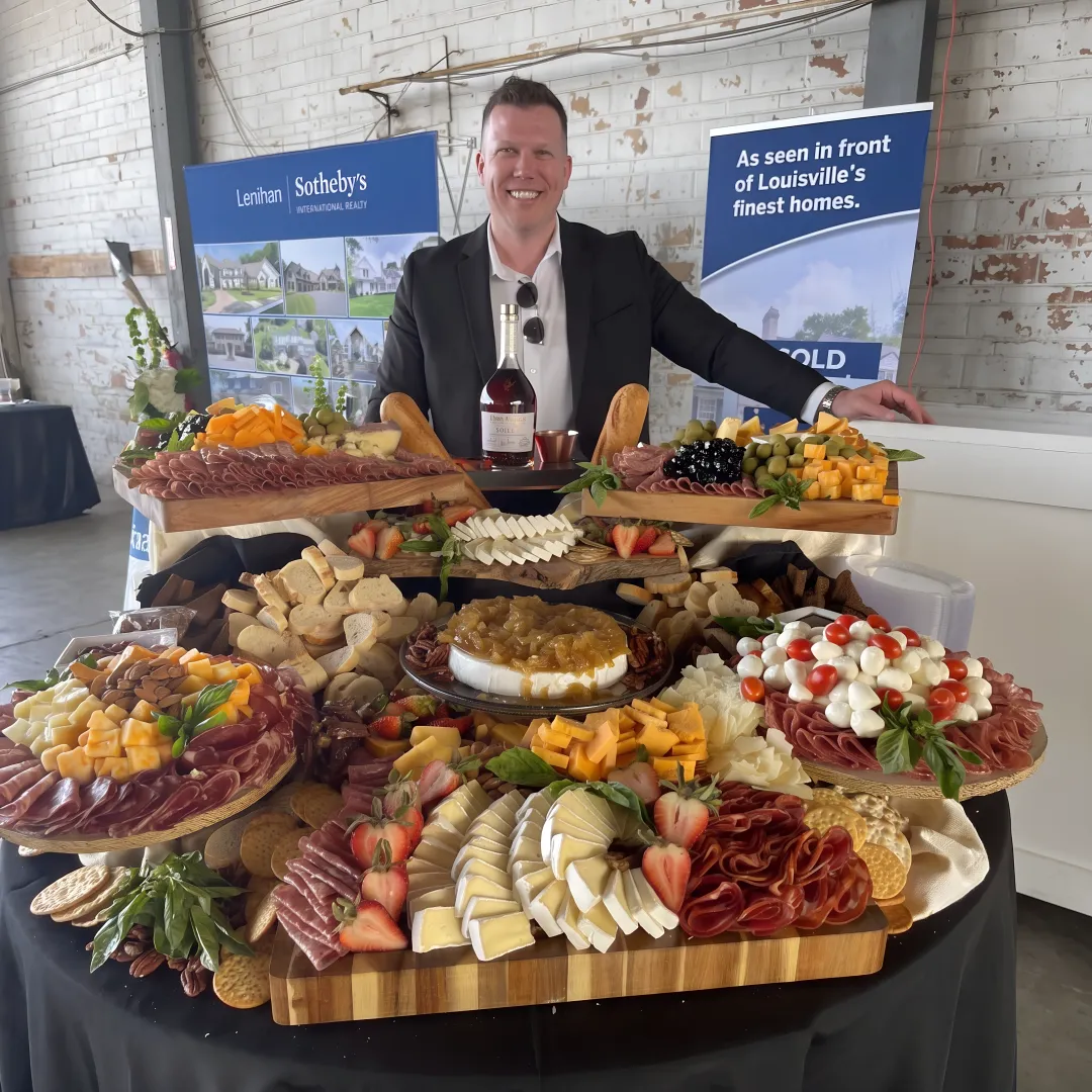 Festive catered holiday party spread