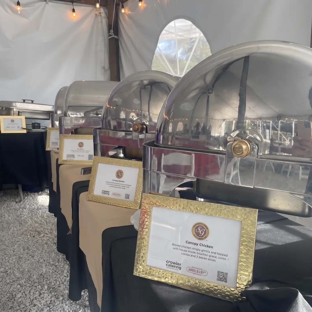 Wedding guests enjoying an elegant buffet reception