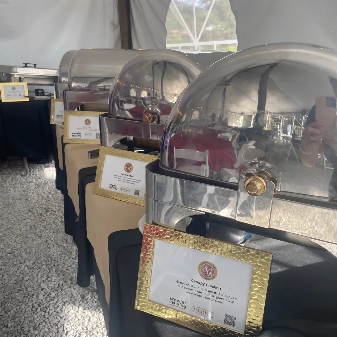 Catered buffet with entrées and sides