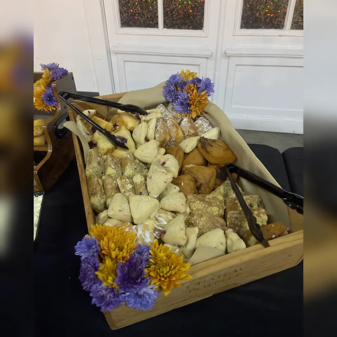 Breakfast sandwiches and fruit prepared for catering