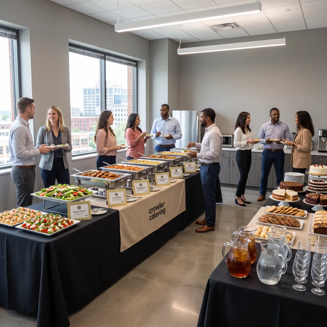 Catered corporate office party spread