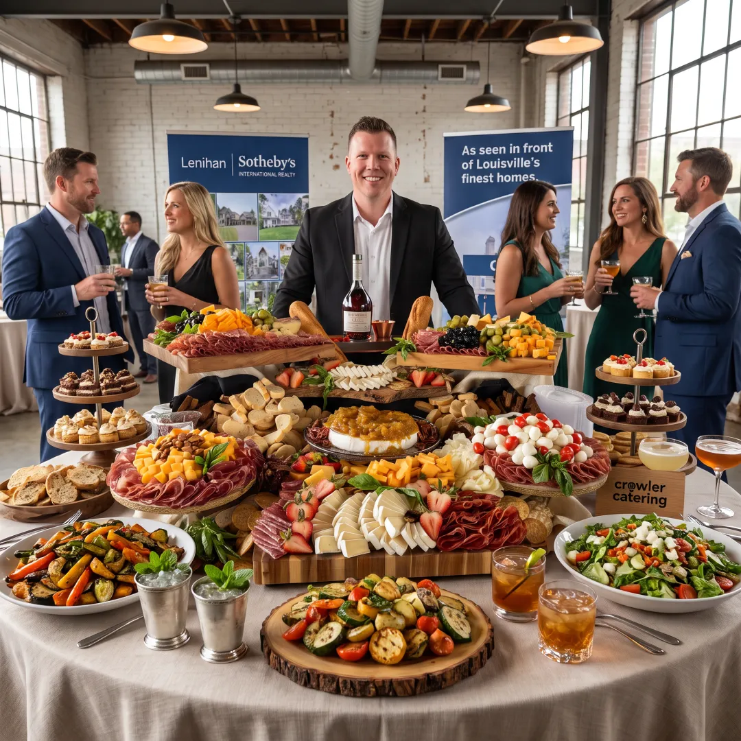 Catered food and mobile bar setup for an event