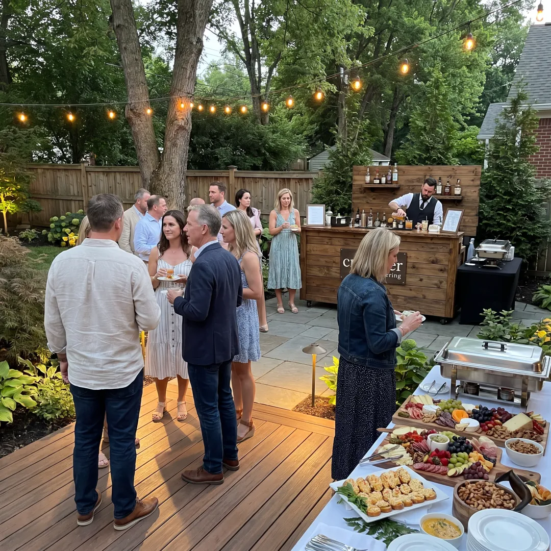 Private party buffet and mobile bar setup