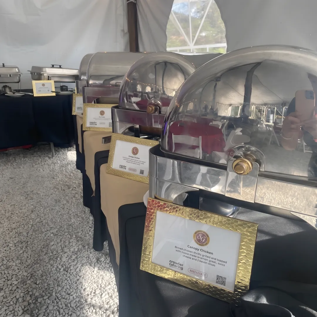 Caterer arranging food for a private event